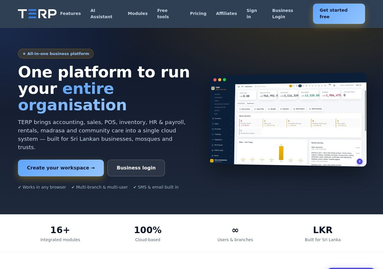 TERP: one ERP for 20+ kinds of organisation